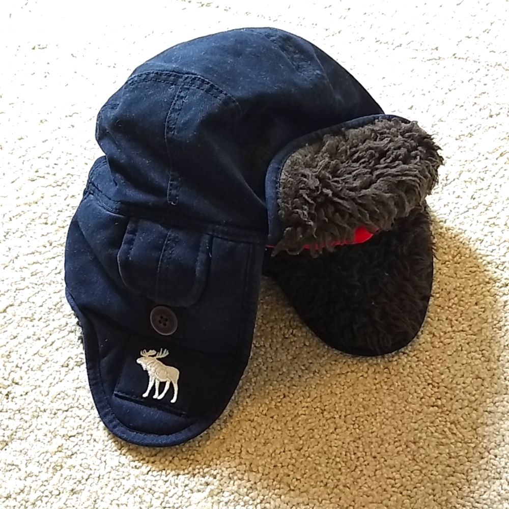 Abercrombie Kids Navy Blue Boy Fur Hat One Size (Fits like M/10-12)